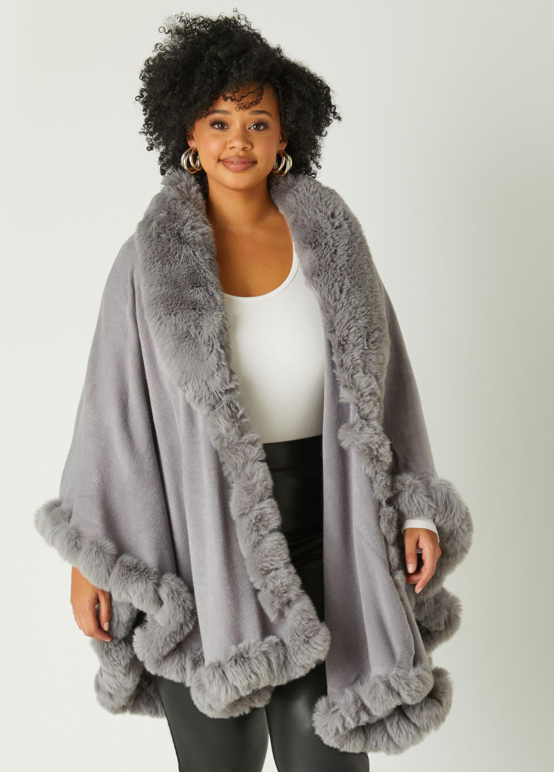 Max Studio Faux Fur Trimmed Ruana Product Image