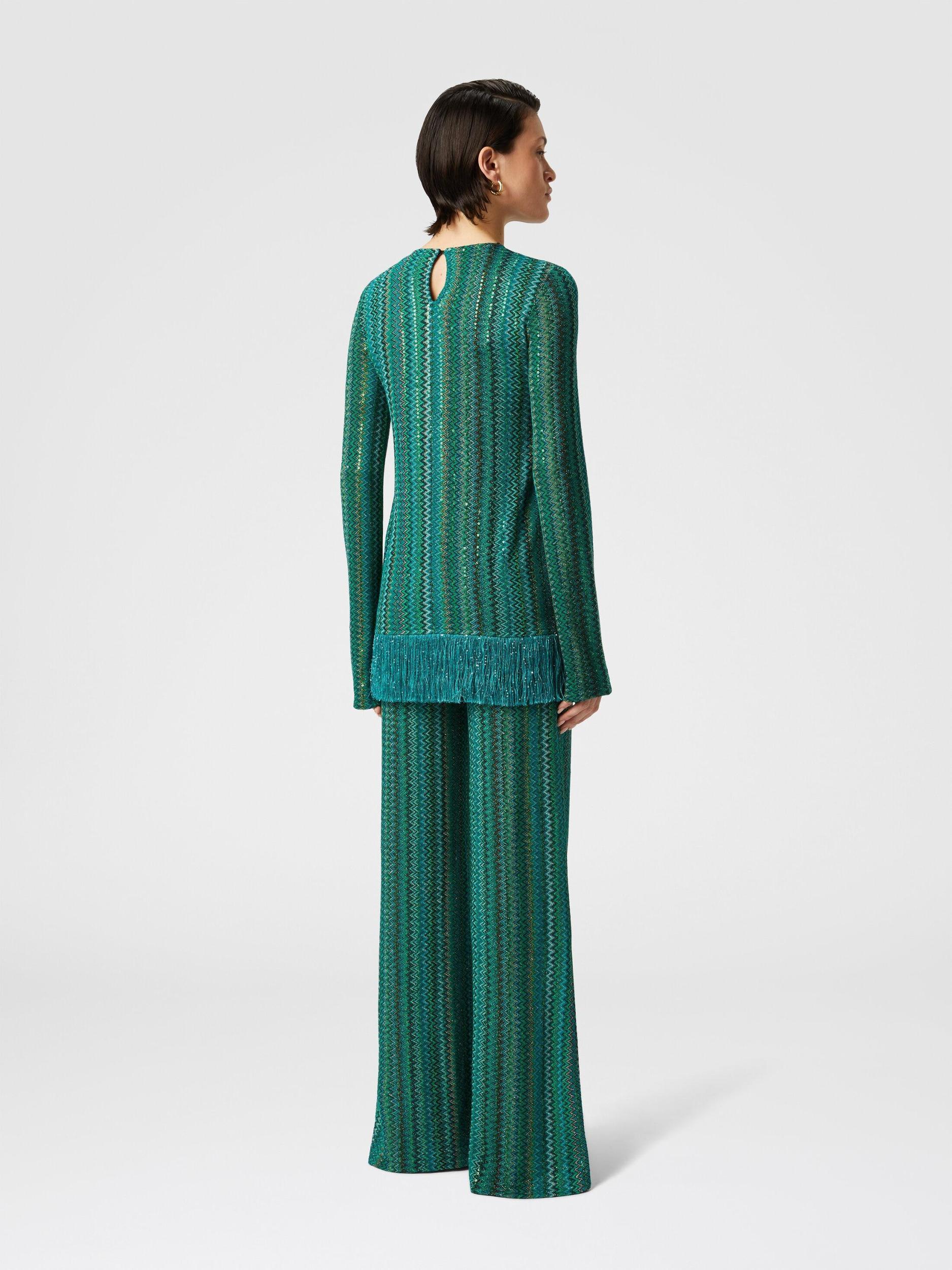 Flare trousers in zigzag viscose blend with sequins Product Image