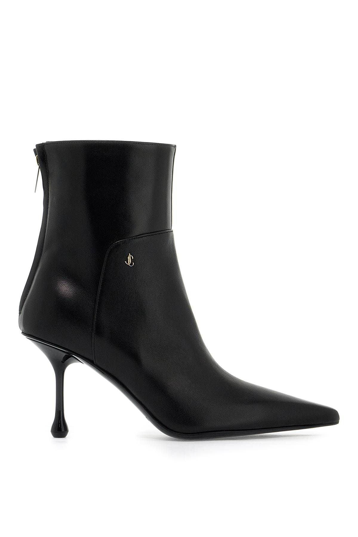 JIMMY CHOO Womens Black Cycas 80 Logo-embellished Leather Heeled Ankle Boots In Multicolor Product Image