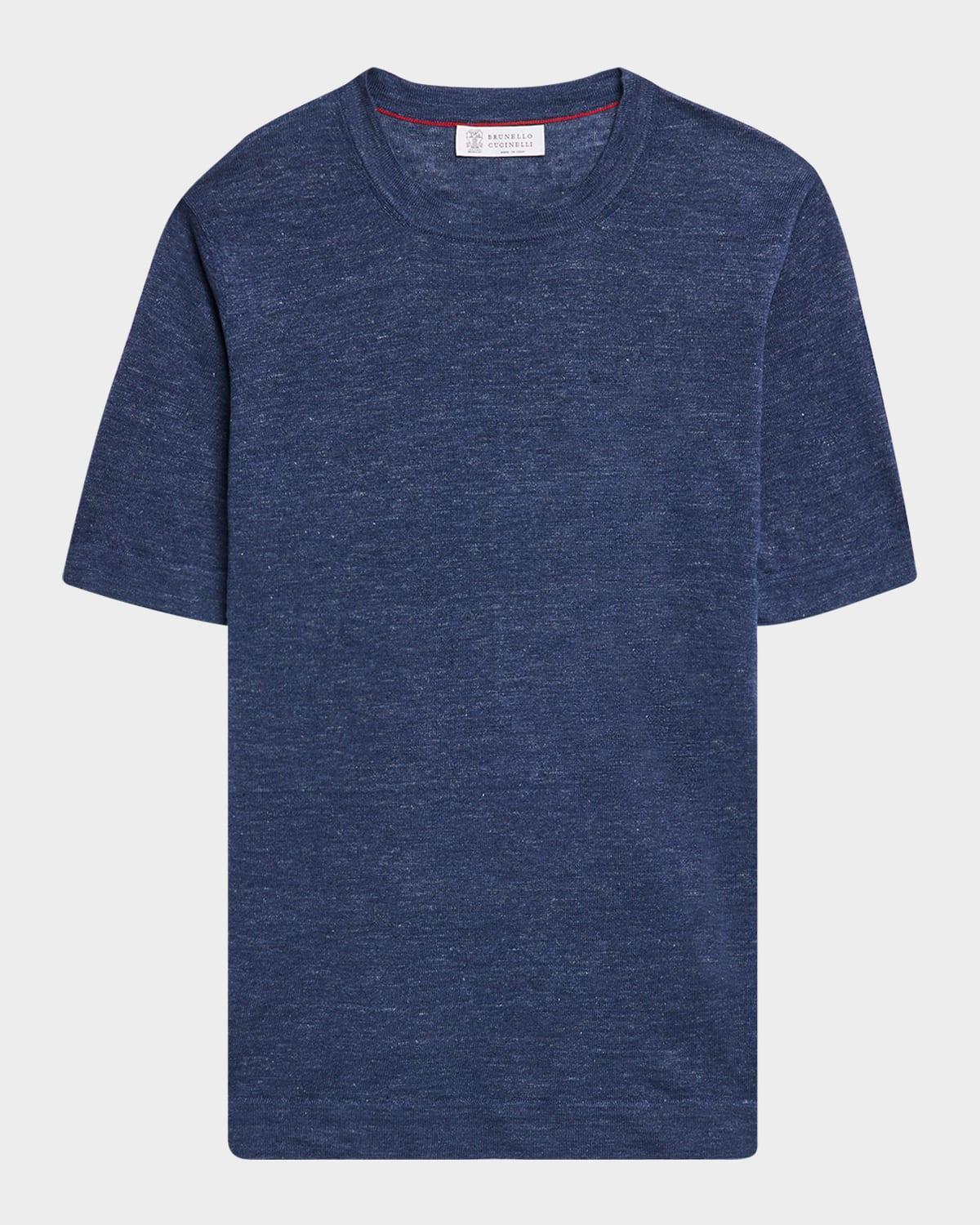 Mens Linen and Cotton Heathered Crewneck T-Shirt Product Image