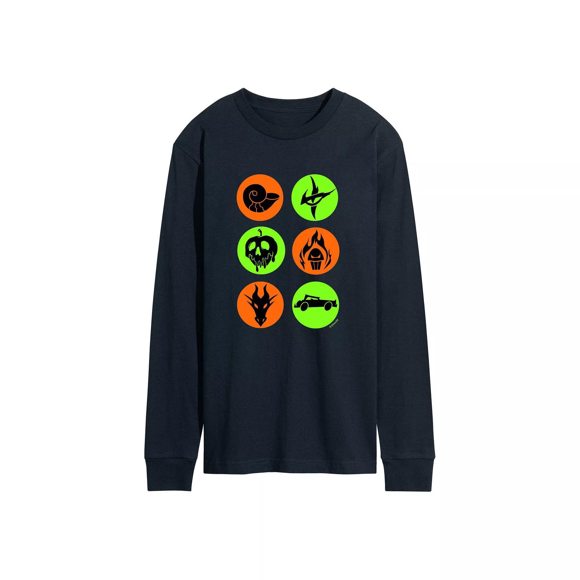 Disney Villains Mens Icons Long Sleeve Graphic Tee Blue Product Image