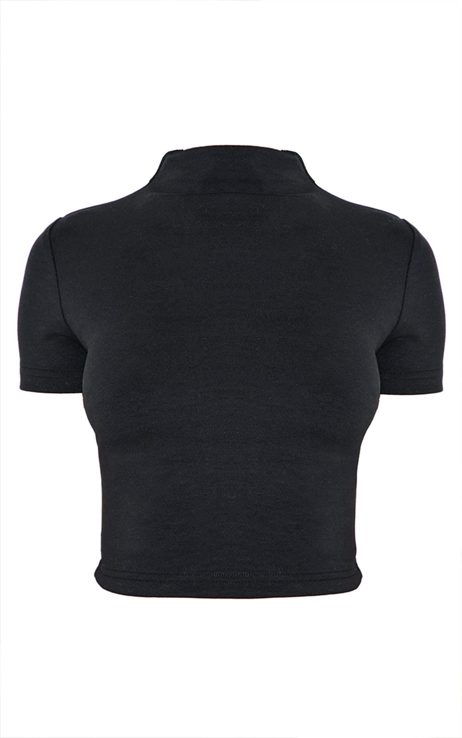 Petite Black Modal Cap Sleeve Crop Top Product Image