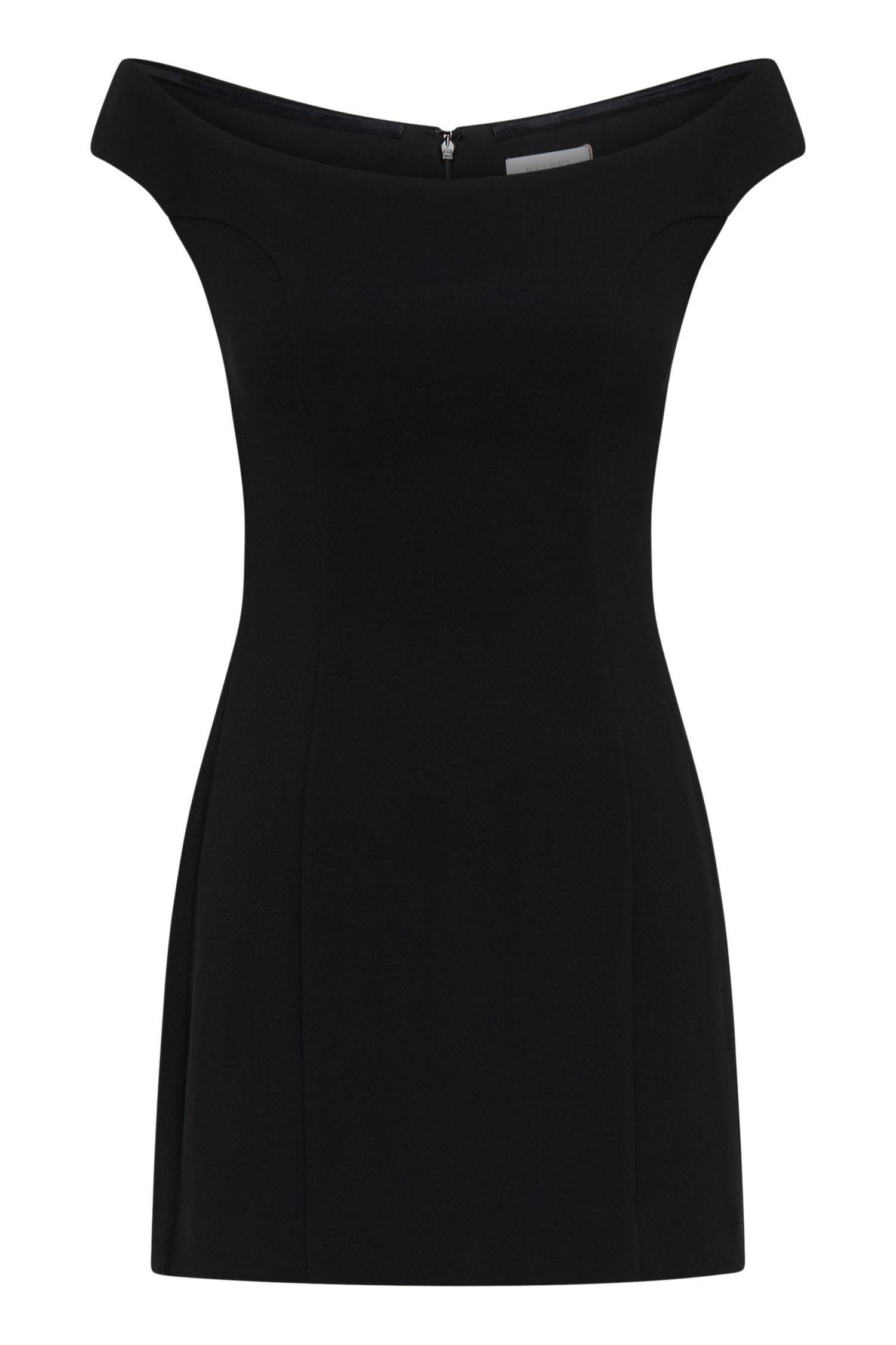 Cassidy Crepe Off Shoulder Mini Dress - Merlot Product Image