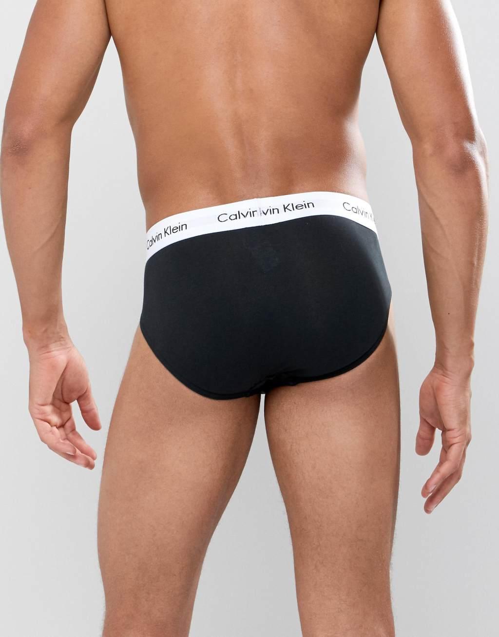 Calvin Klein Cotton Stretch 3-pack briefs in black Product Image