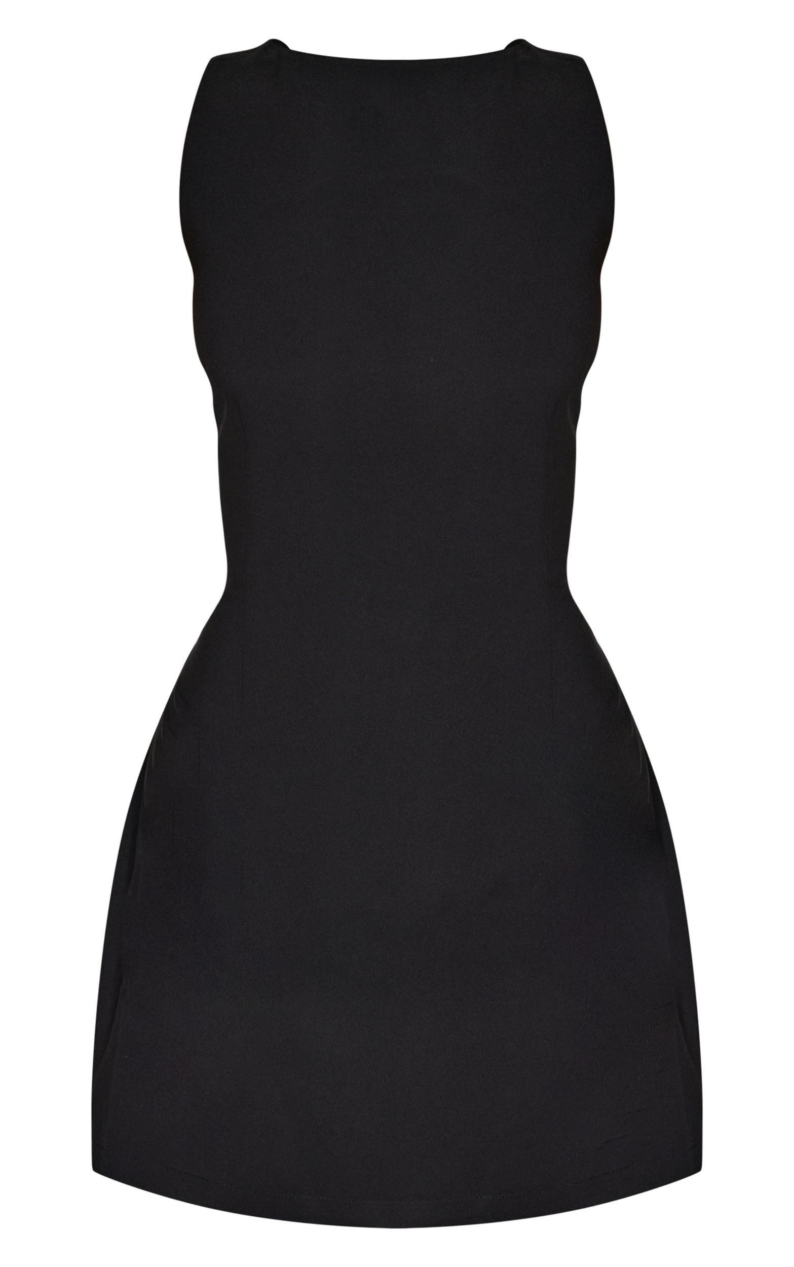 Petite Black Woven Open Back Mini Dress Product Image