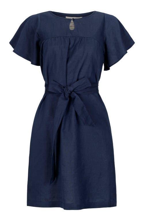 Hope & Henry Women's Bell Sleeve Linen Keyhole Dress in Navy Linen at Nordstrom, Size 4 Product Image
