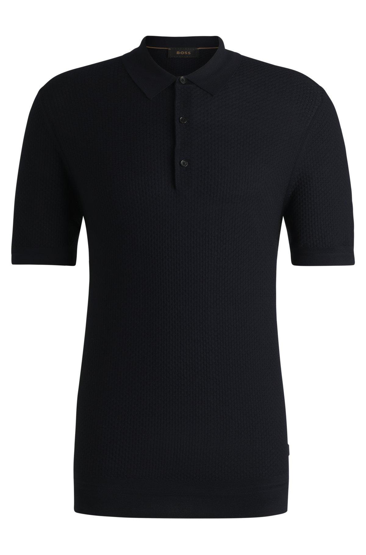 Mixed-structure knit polo in silk Product Image