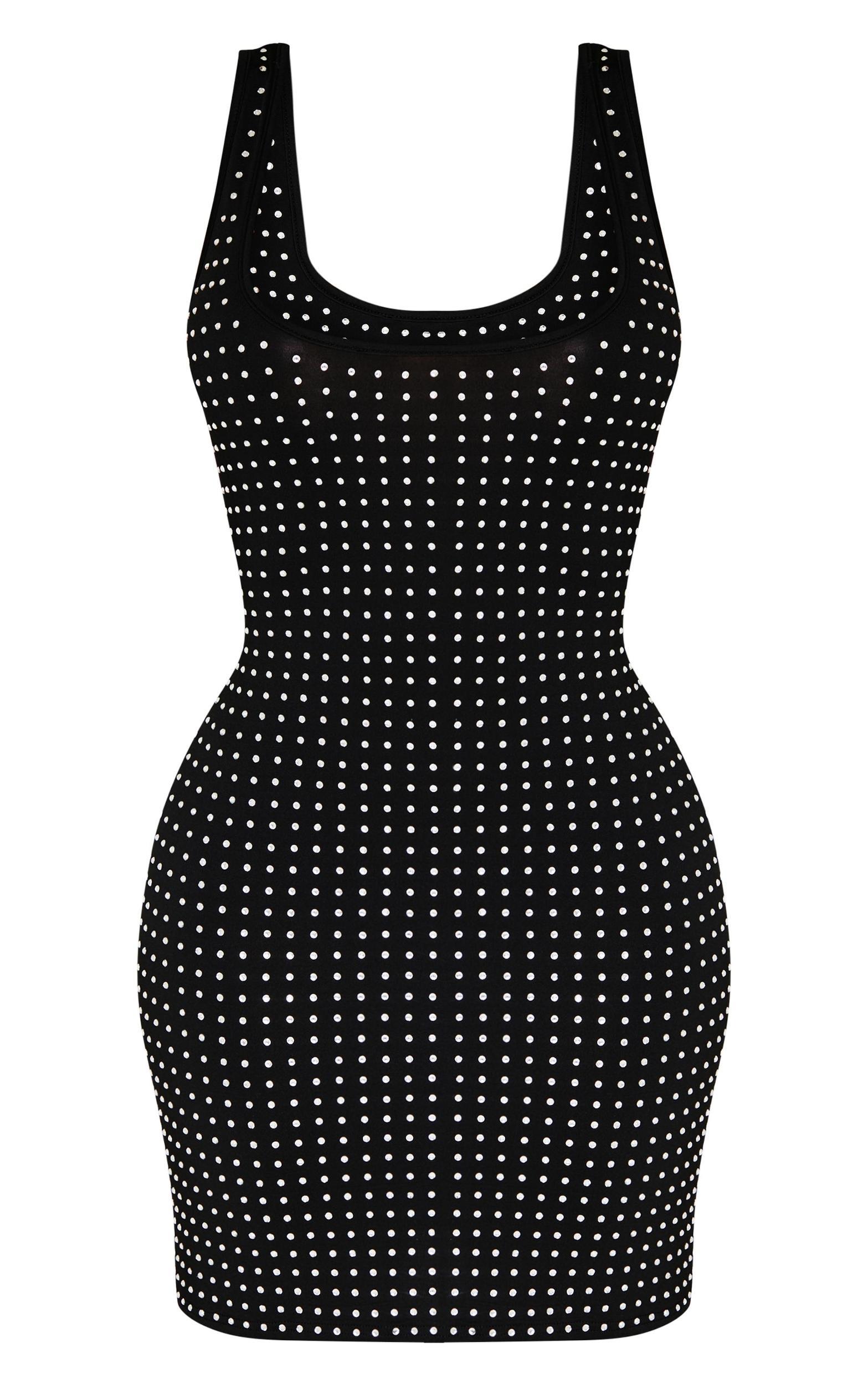 Shape Black Hot Fix Scoop Neck Mini Dress Product Image
