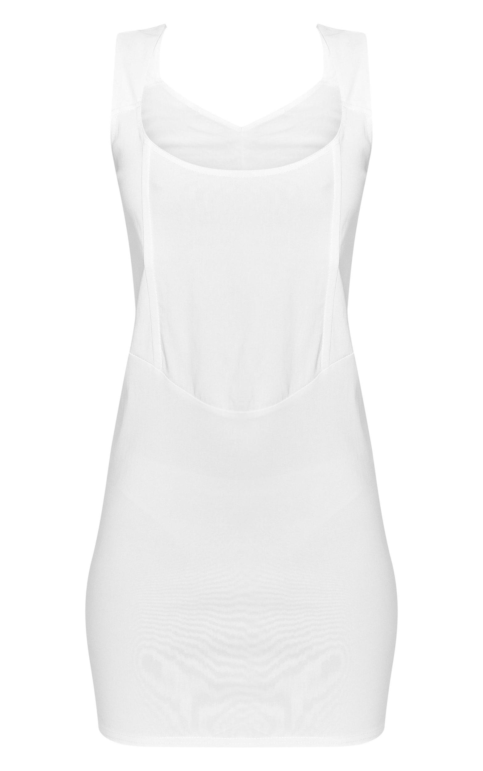 Cream Thick Strap Boned Corset Detail Bodycon Dress Product Image