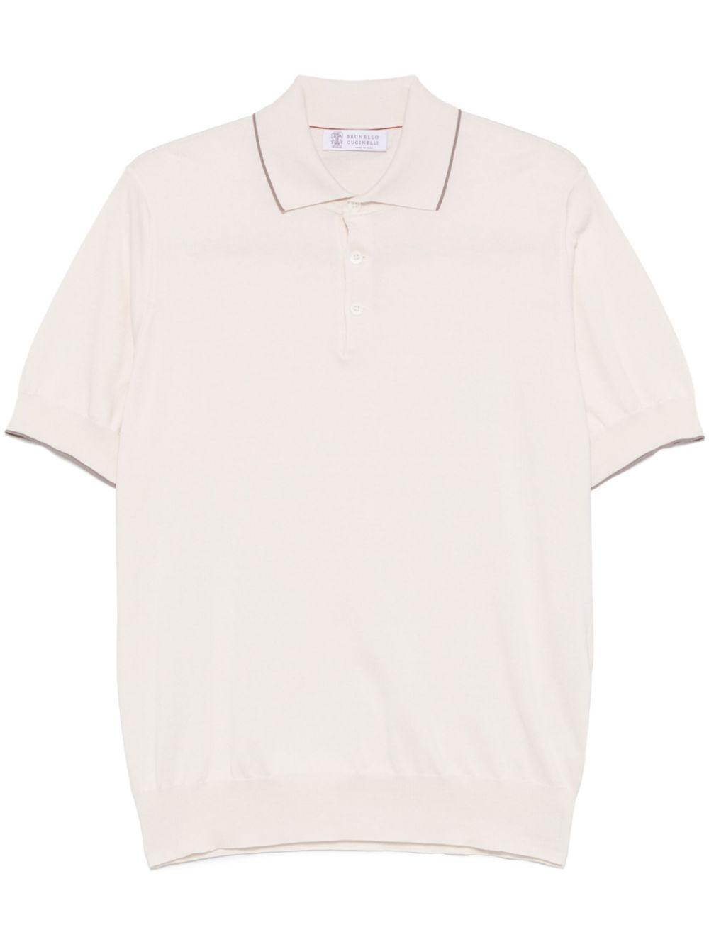 BRUNELLO CUCINELLI Cotton Knit Polo Shirt In White Product Image