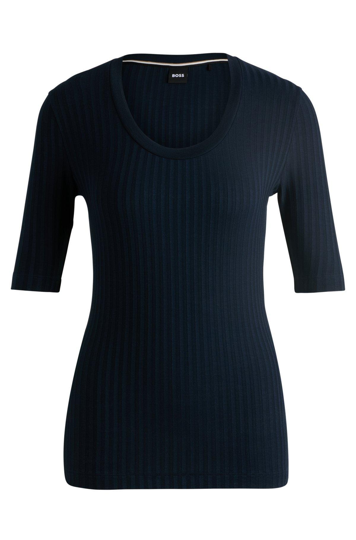 Scoop-neck top in stretch fabric Product Image