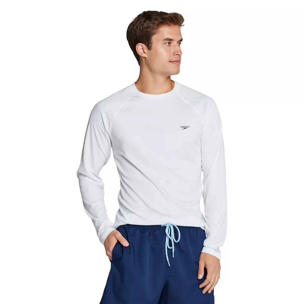 Men's Speedo Quick-Dry UPF 50+ Long Sleeve Swim Tee, Size: XL, White Product Image