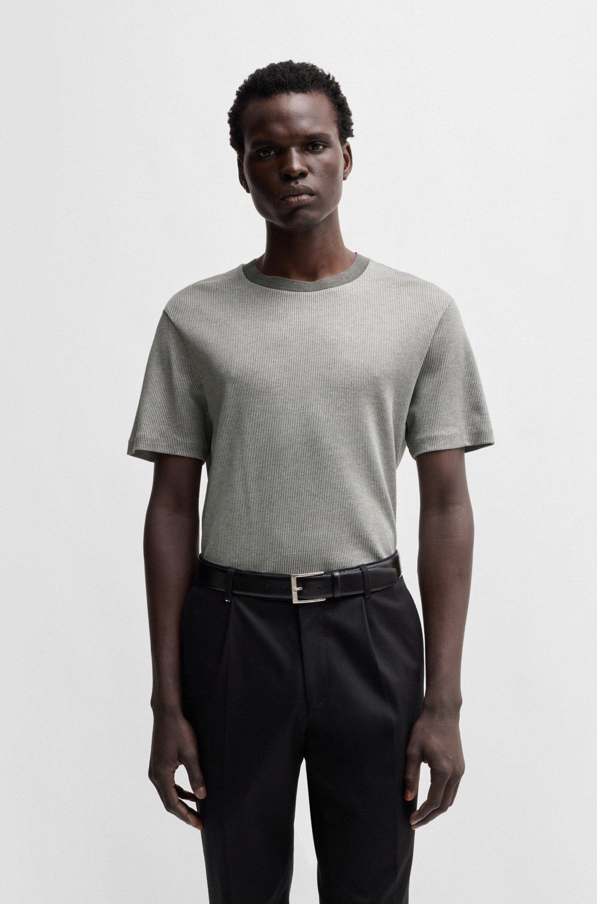 Regular-fit T-shirt in structured cotton Product Image
