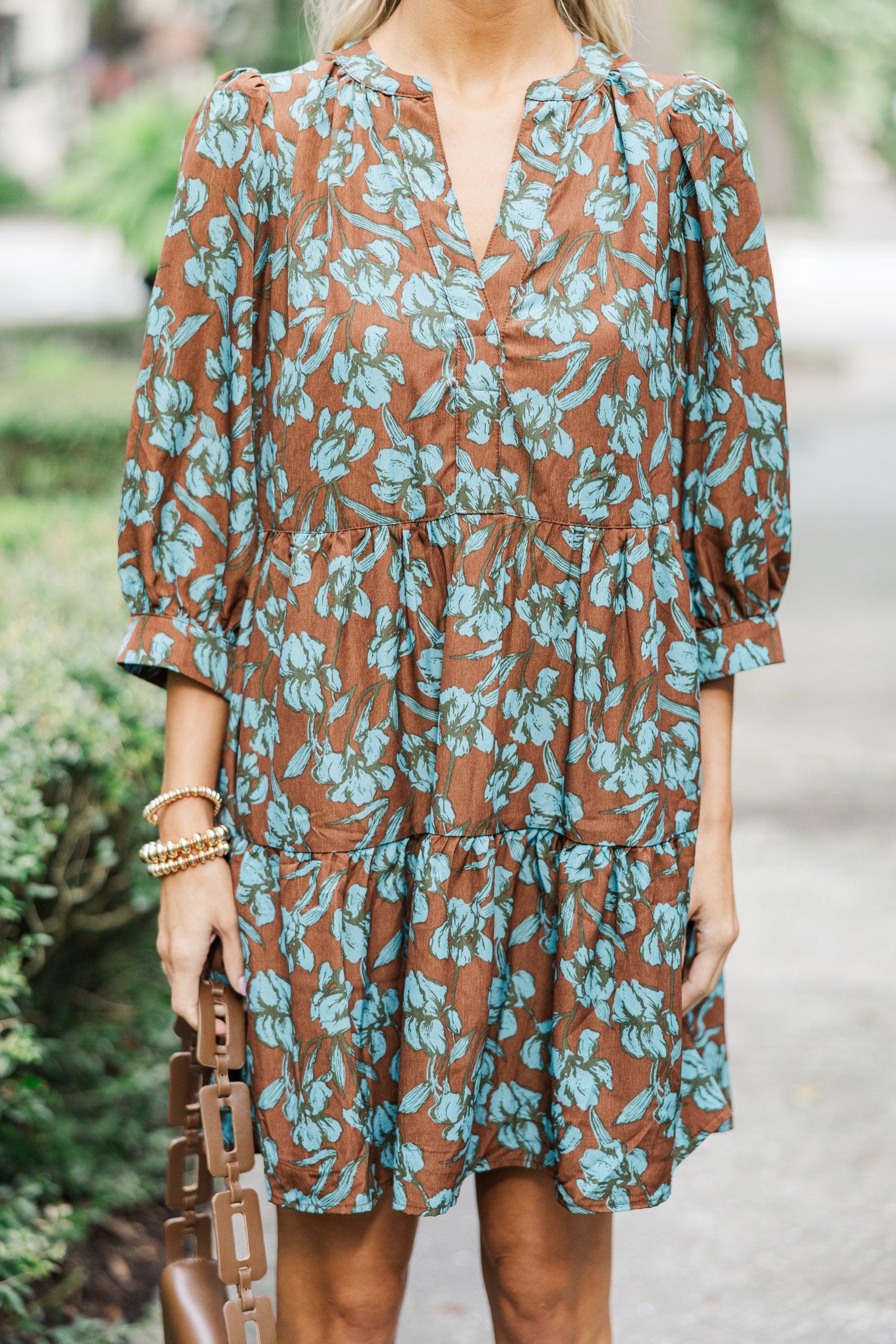 Always True Brown Ditsy Floral Dress Female Product Image