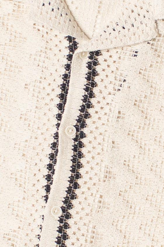 Stripe Cabana Crochet Button Up Shirt Product Image