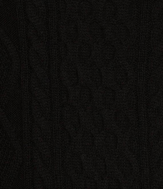 Murano Inflorescence Collection Solid Cable Textured Wool Blend Shawl Collar Sweater Product Image
