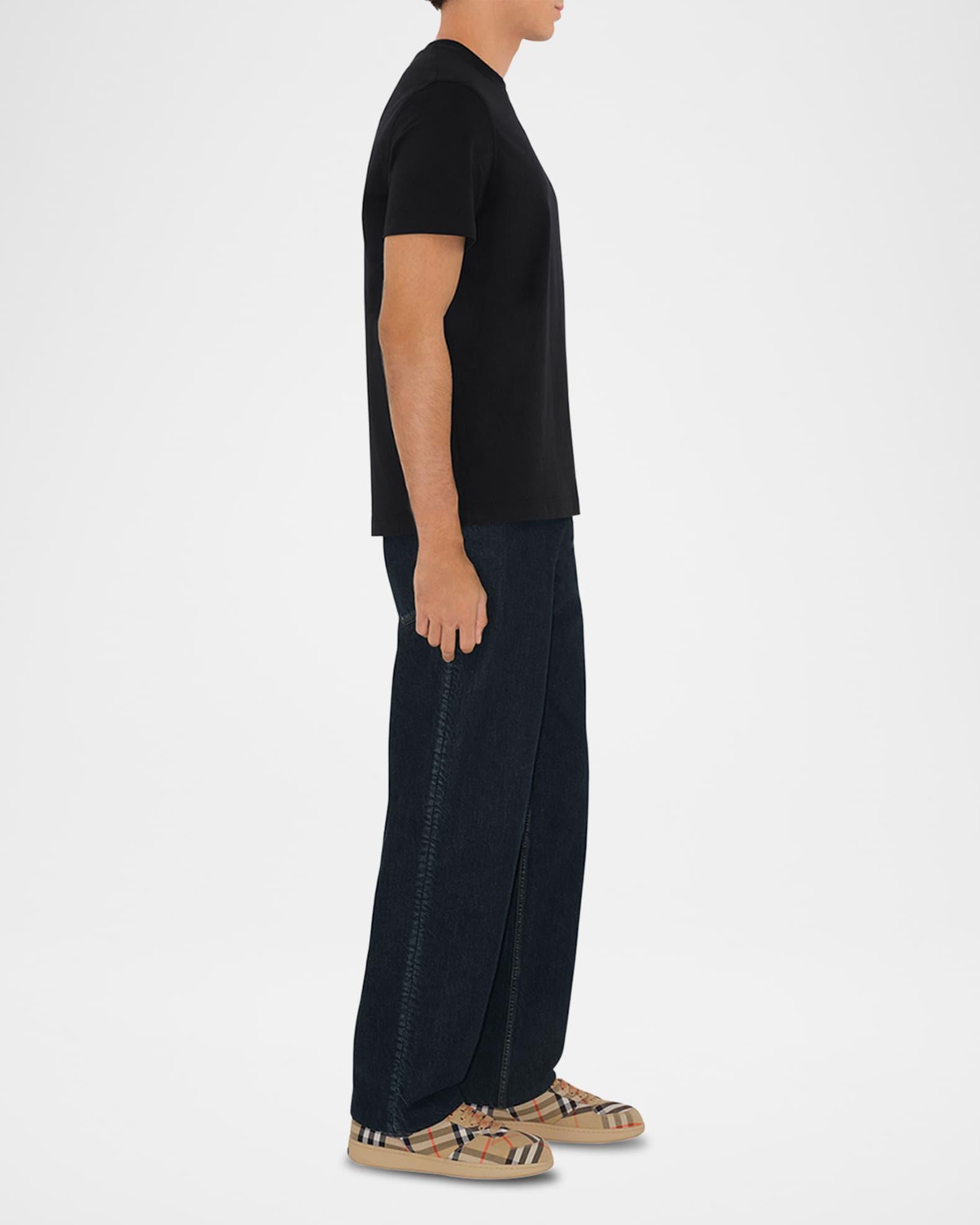 Mens Check Label Cotton Crewneck T-Shirt Product Image