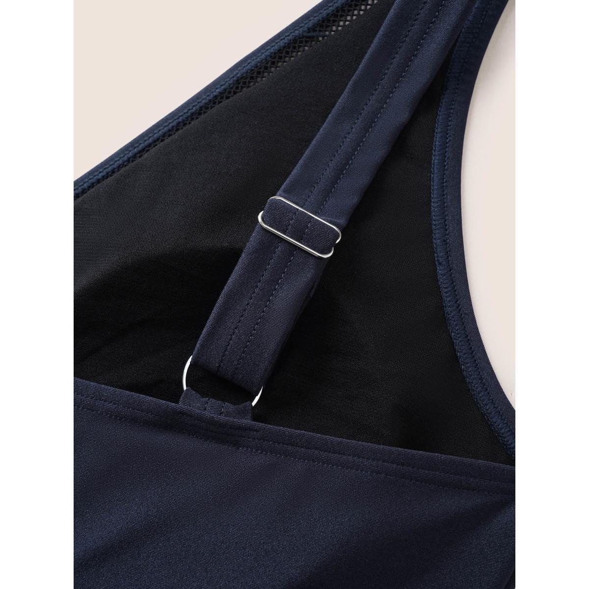 Plus Size Solid Adjustable Straps Gathered One Piece Swimsuit Women's Swimwear Midnight Beach Non Curve Bathing Suits High stretch One Pieces BloomChic 14-16/1X Product Image
