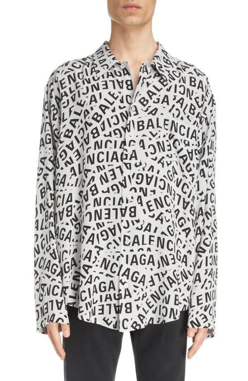 Mens Logo Strips Print Poplin Shirt Product Image