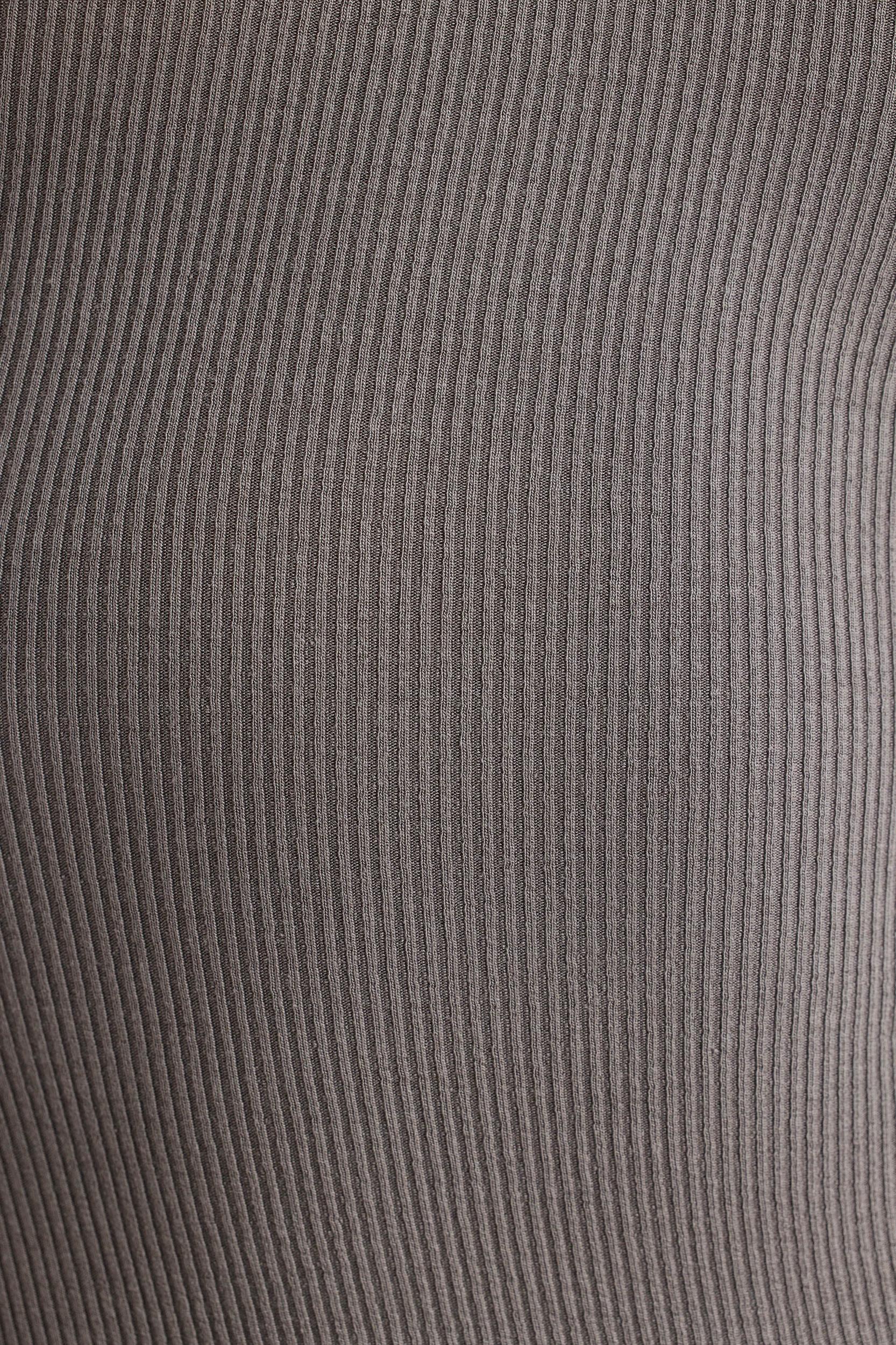 Ribbed Modal Crew Neck Top in Grey Product Image