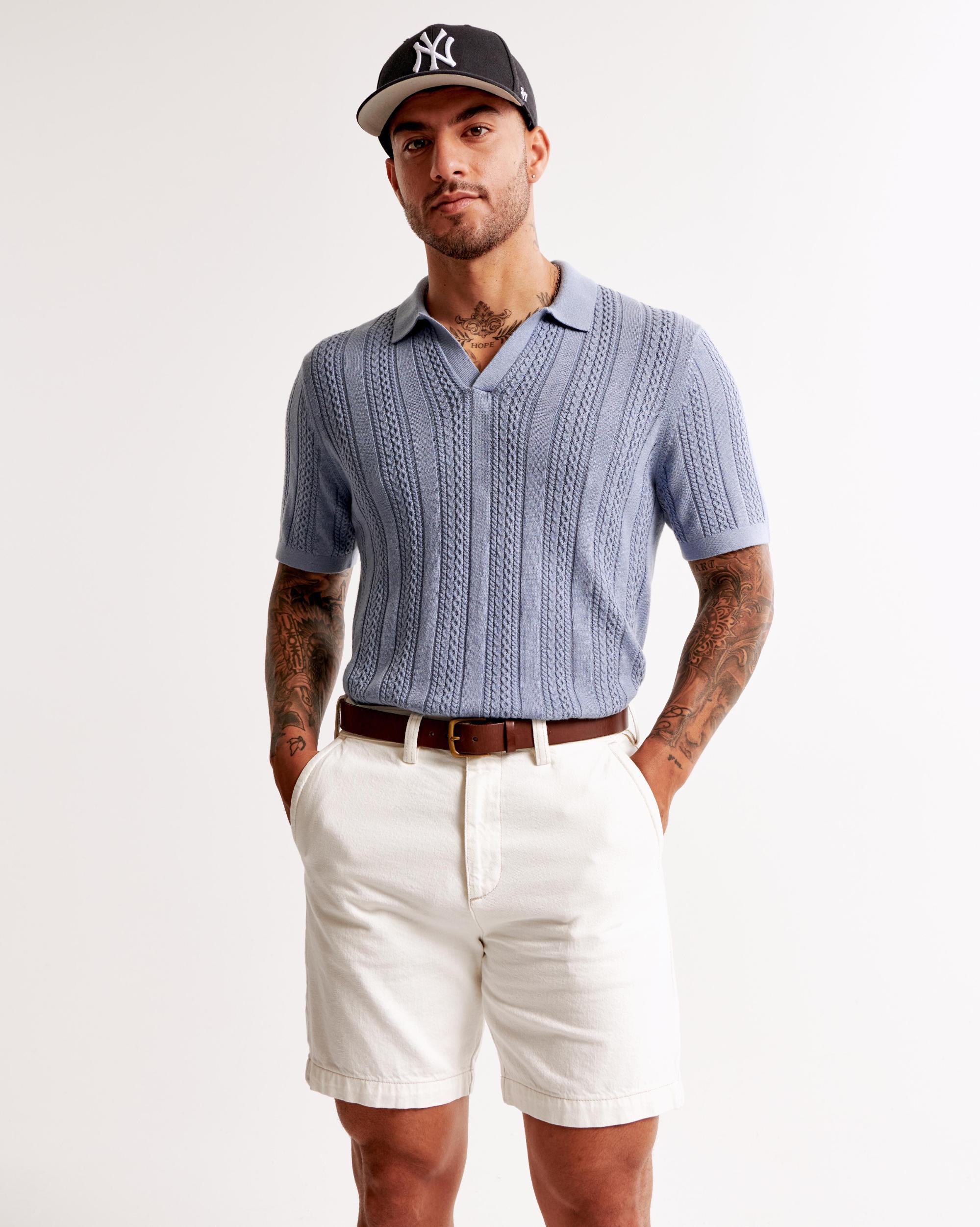 Cable Stitch Johnny Collar Sweater Polo Product Image