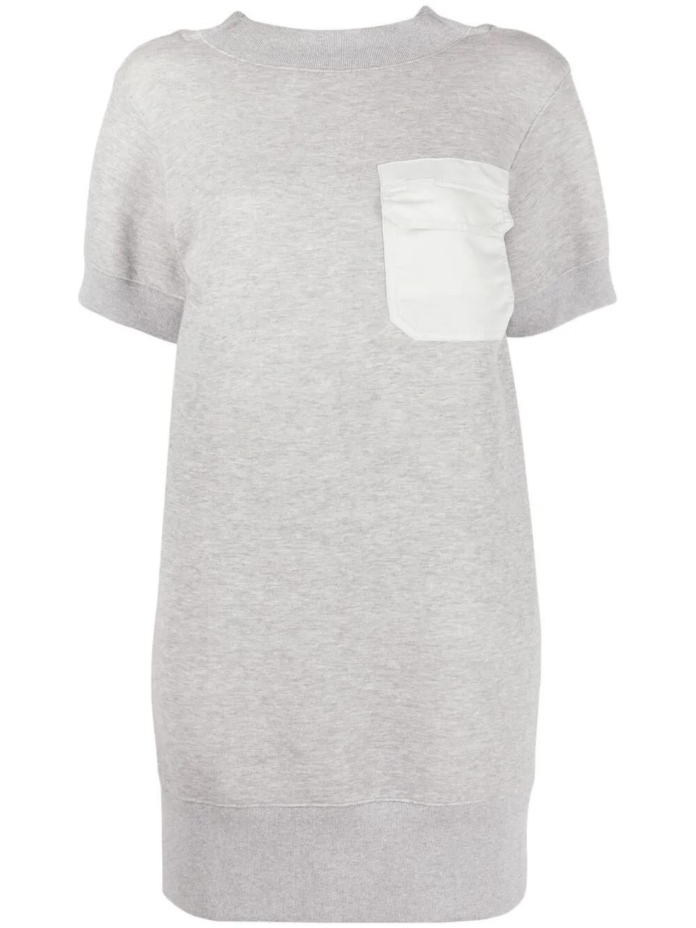 SACAI Contrast Chest Pocket Mini Dress In Grey Product Image