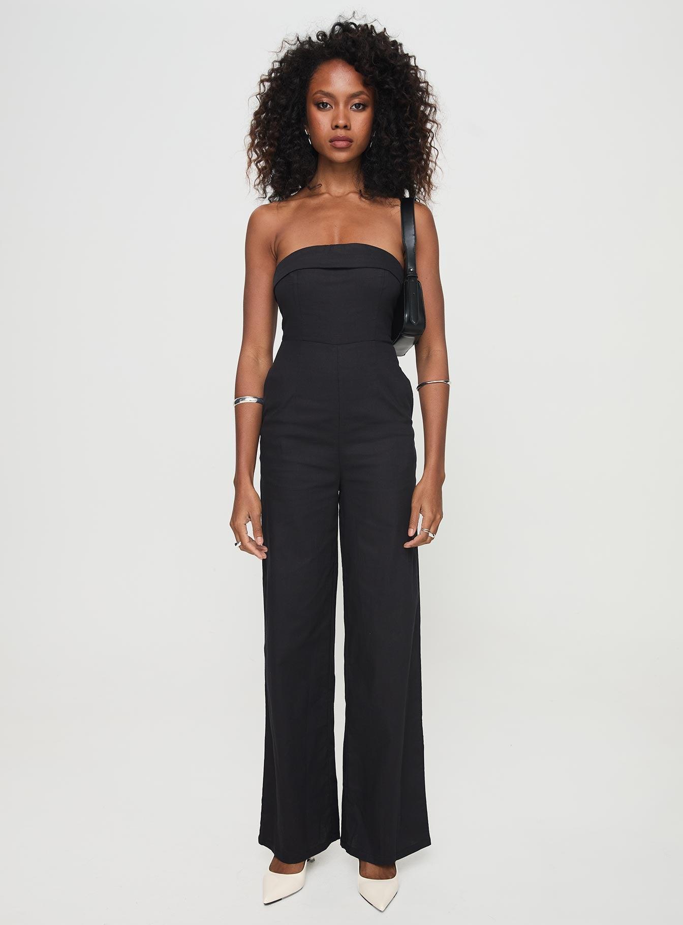 Luster Strapless Jumpsuit Black Product Image