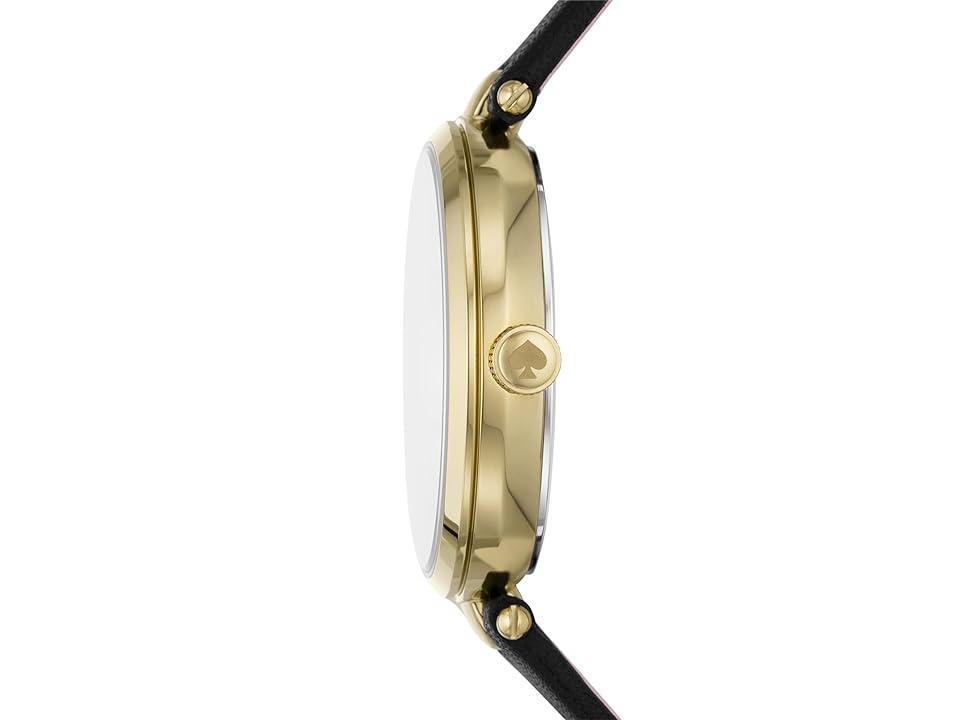 kate spade new york Womens Holland Three-Hand Black Leather Strap Watch Product Image