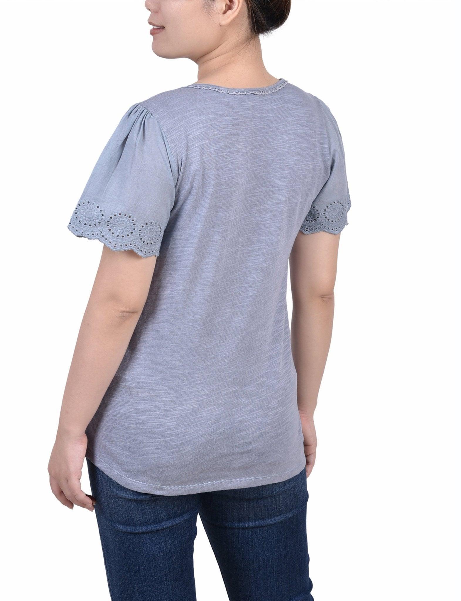 Tradewinds Short Flutter Eyelet Sleeve Pullover Product Image