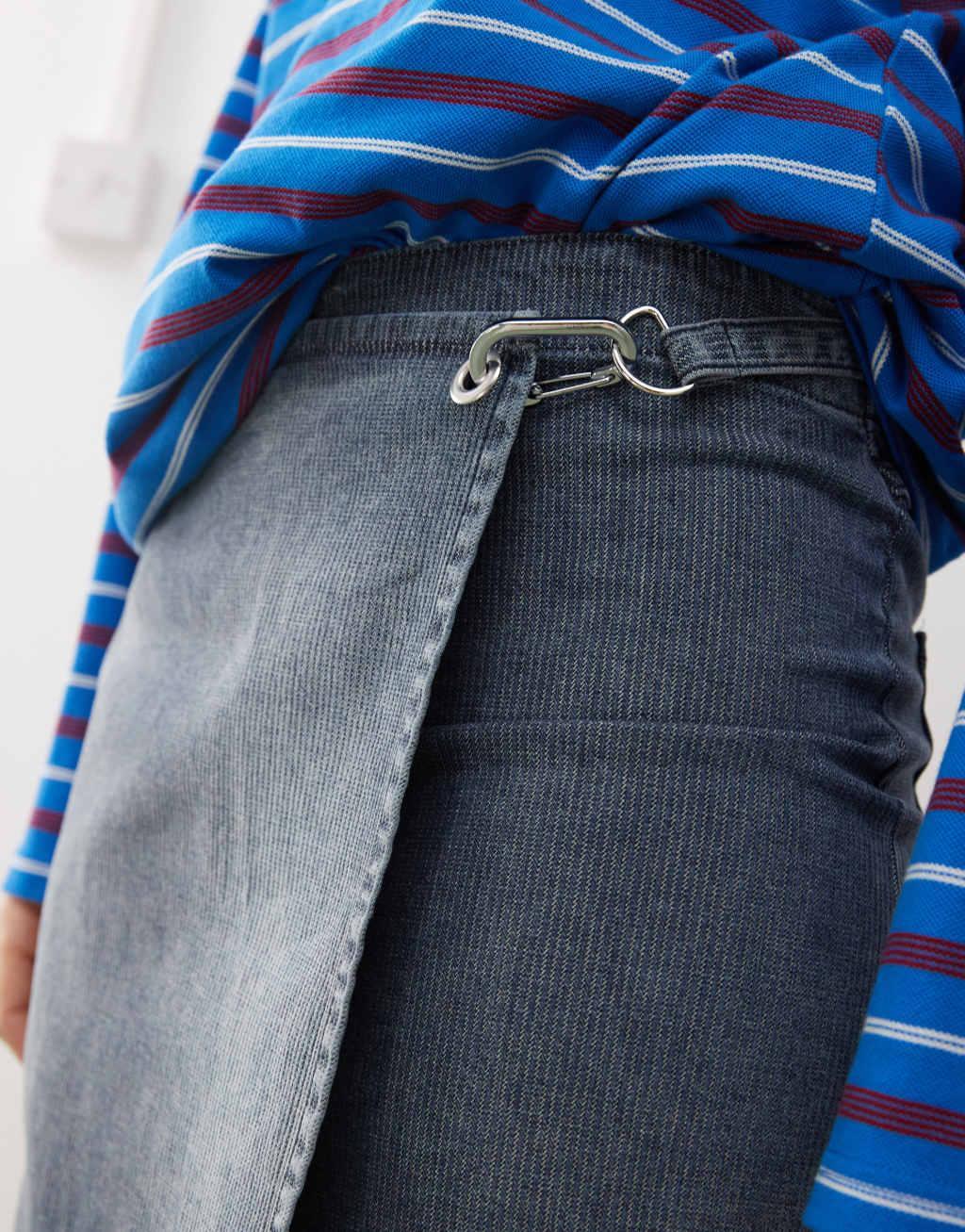 COLLUSION denim wrap skirt in midwash Product Image