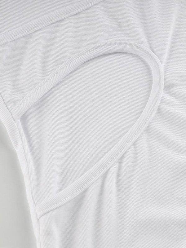 Patchwork Cutout White Long Sleeve Bodysuit Product Image