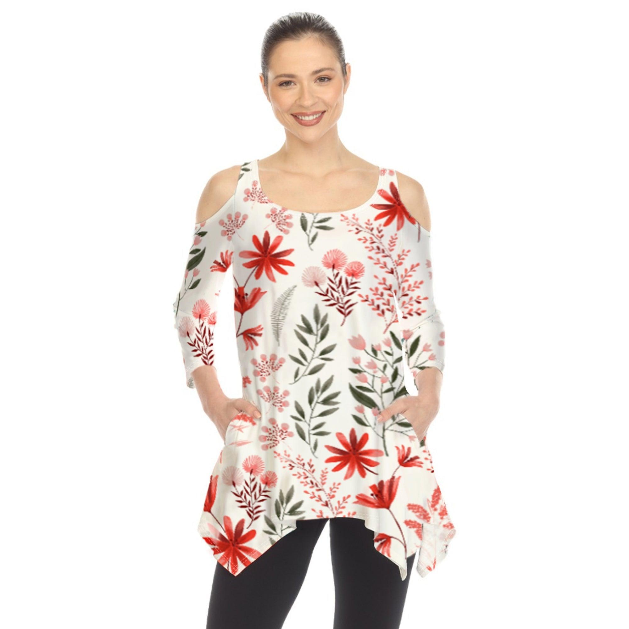 Floral Printed Cold Shoulder Tunic Product Image