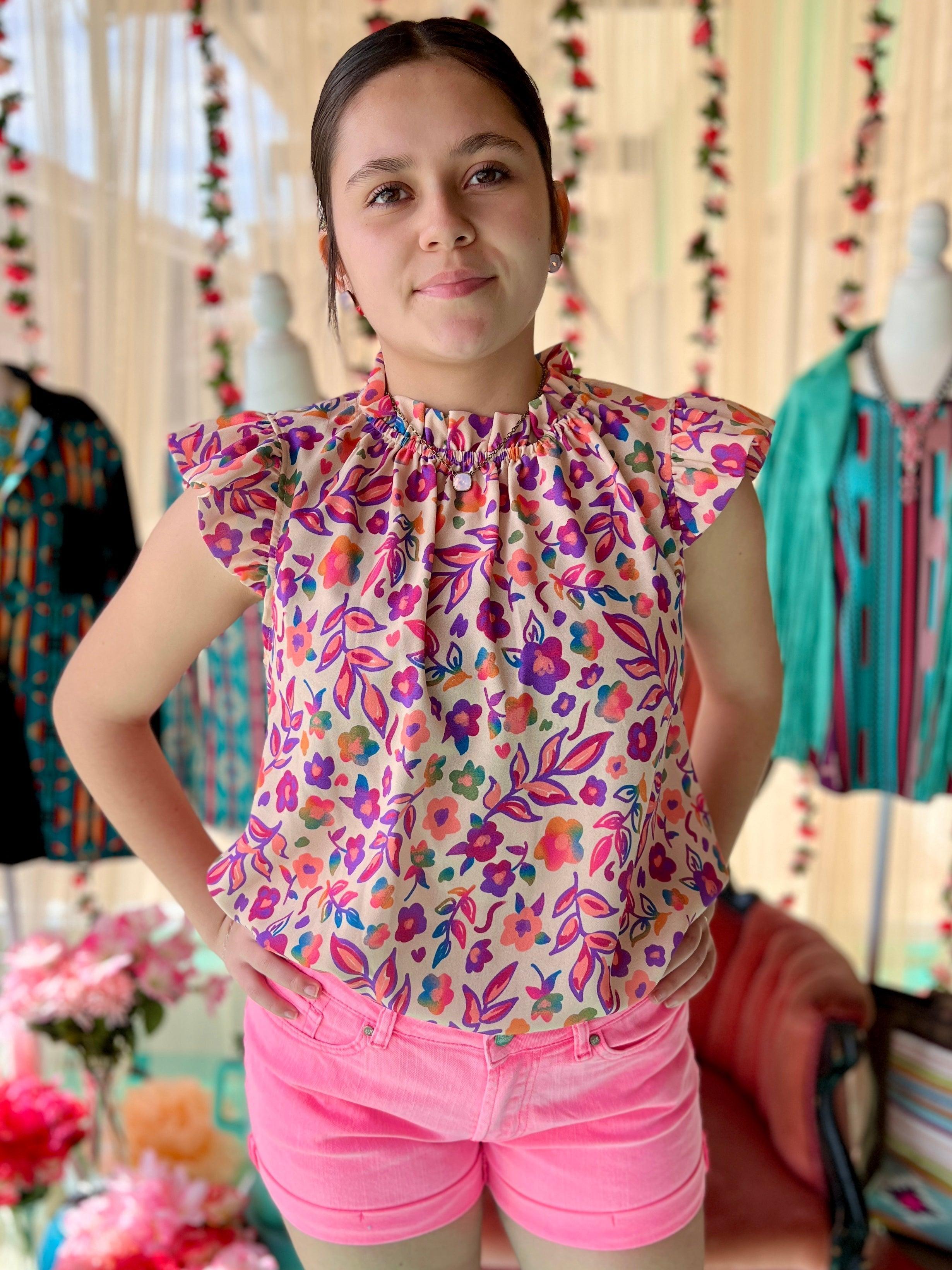 Plus Fluttered & Floral Top Product Image