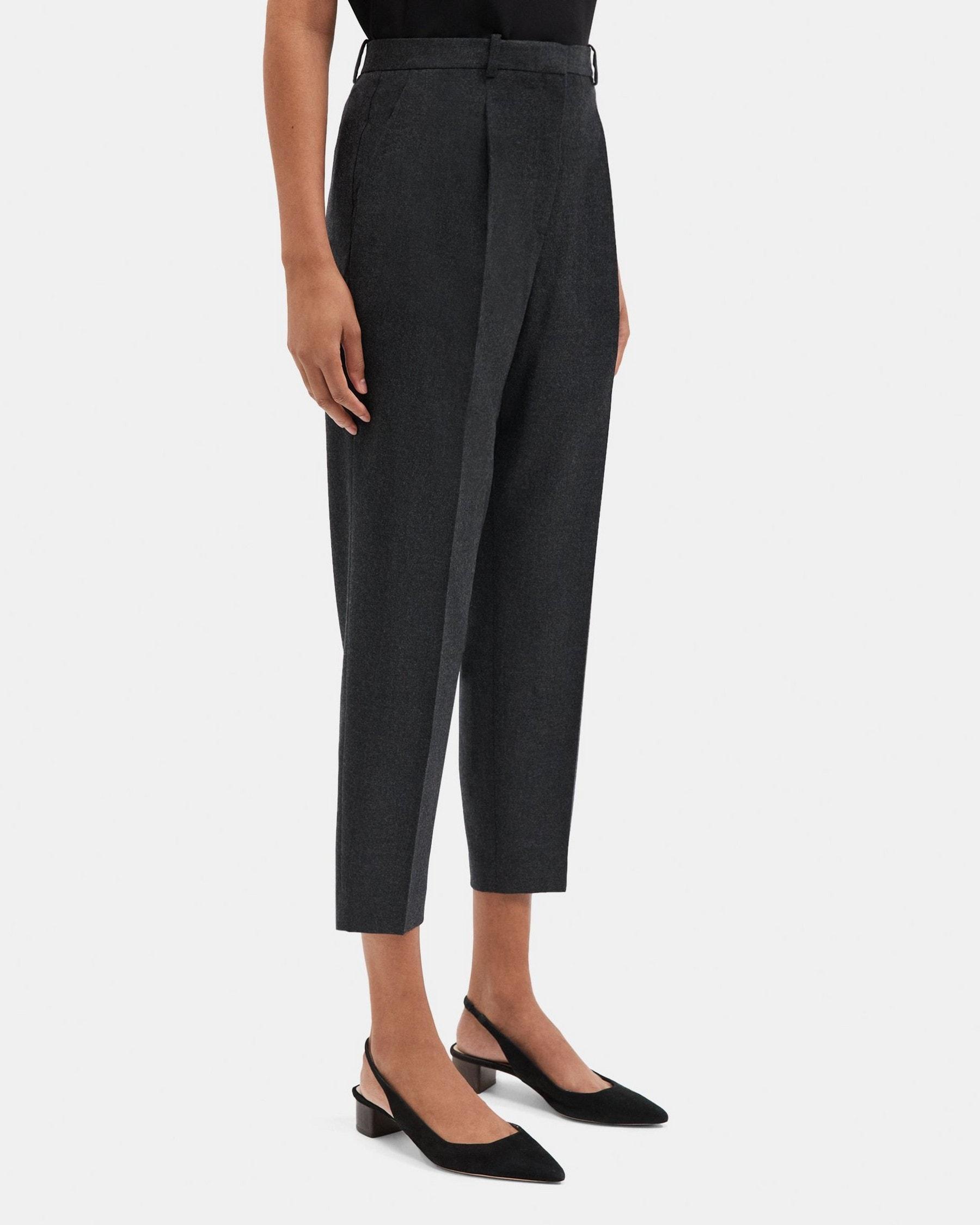 Pleated Slim Crop Pant in Wool Flannel Product Image