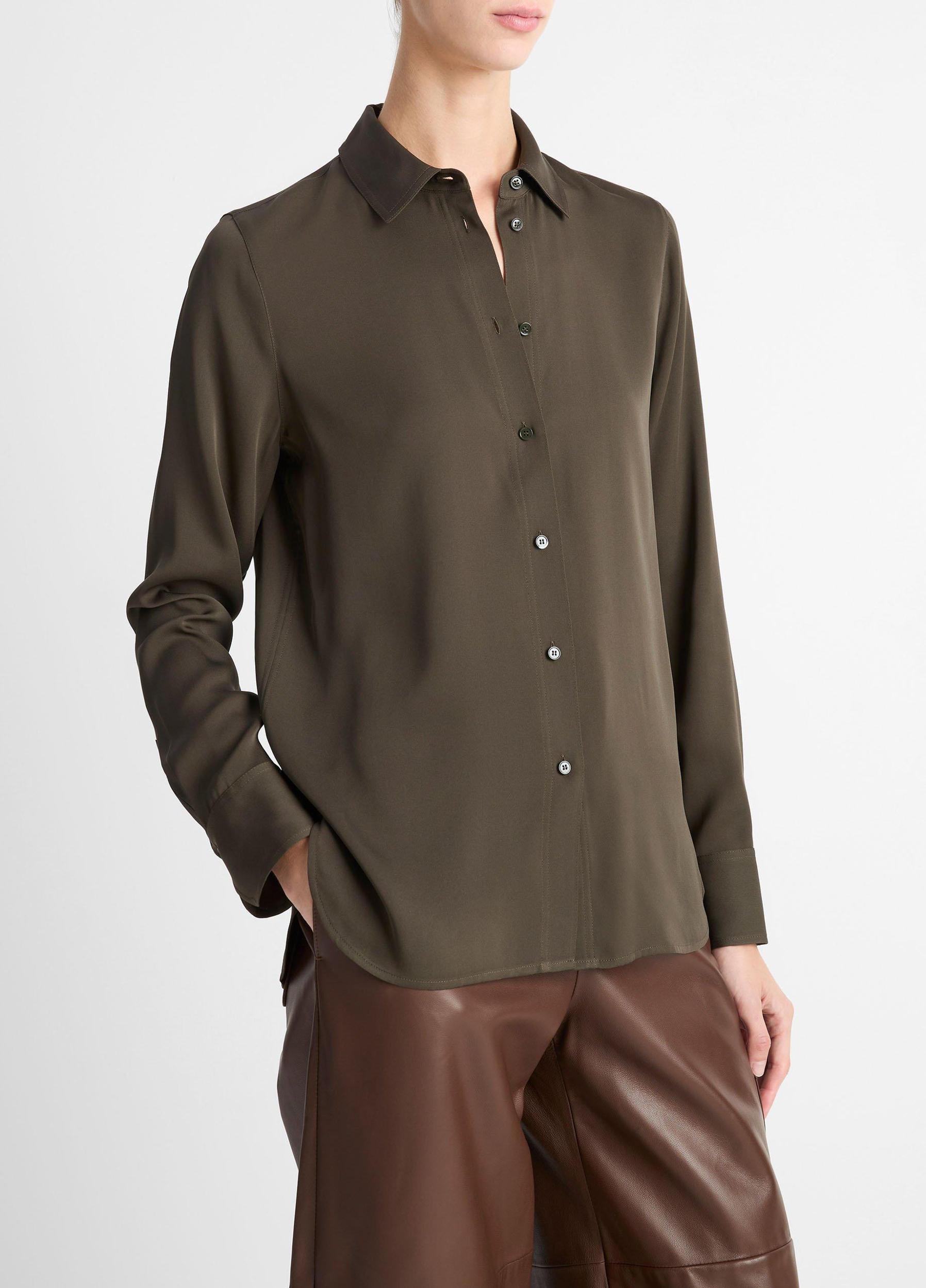 Womens Silk Slim-Fit Blouse, Vine, Size XXS Vince Product Image