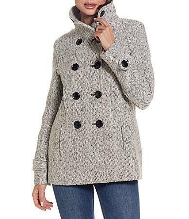 Women's Gallery Wool Peacoat, Size: XL, Black White Product Image