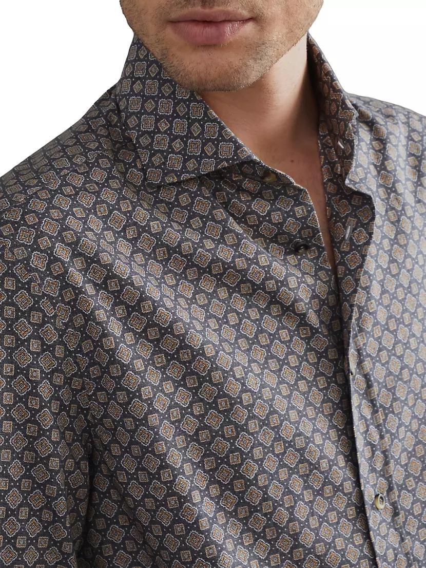 Two Tone Geometric Print Slim Fit Shirt Product Image