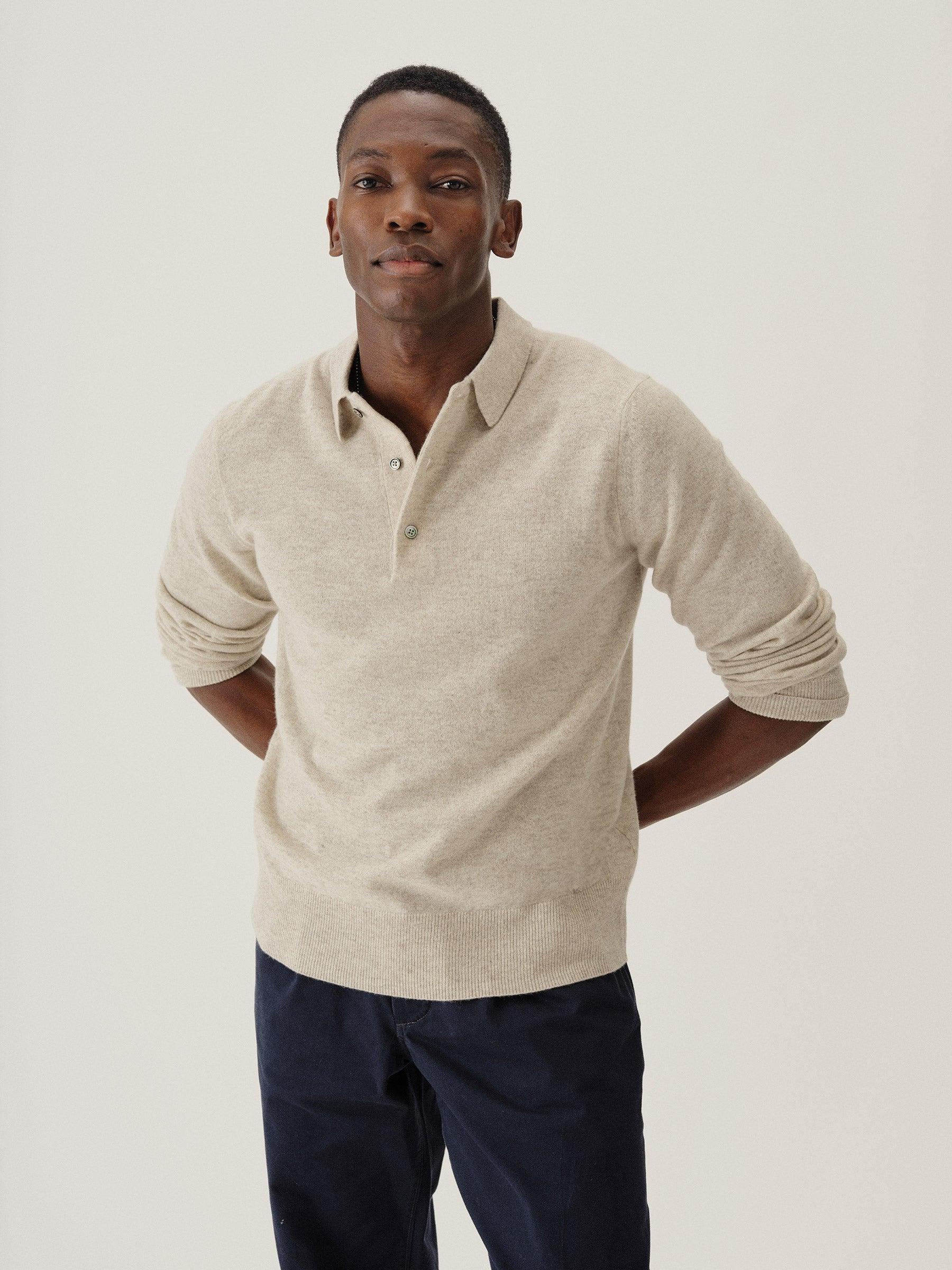 Light Oat California Cashmere Polo Product Image