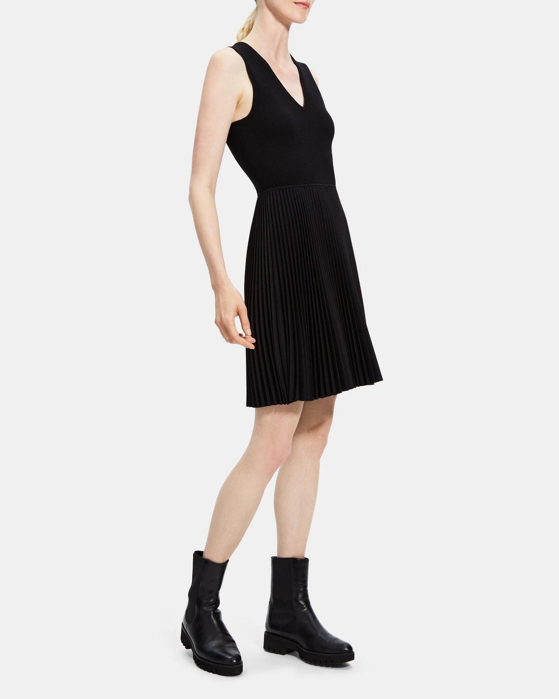 Pleated Combo Dress in Flannel Product Image