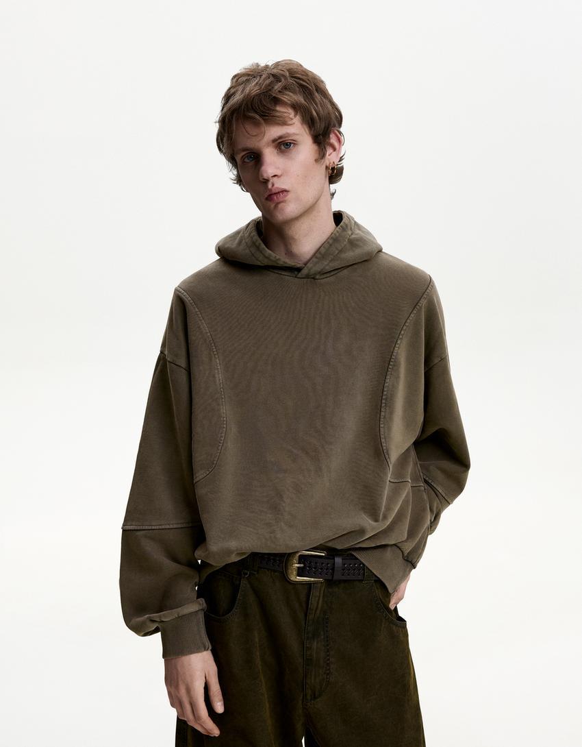Boxy fit hooded sweatshirt Product Image