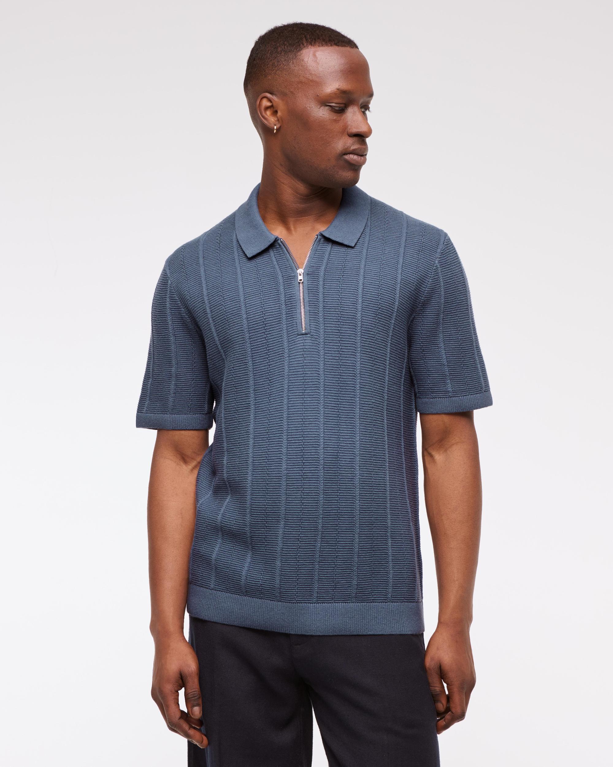 Textural Stripe Zip Sweater Polo Product Image