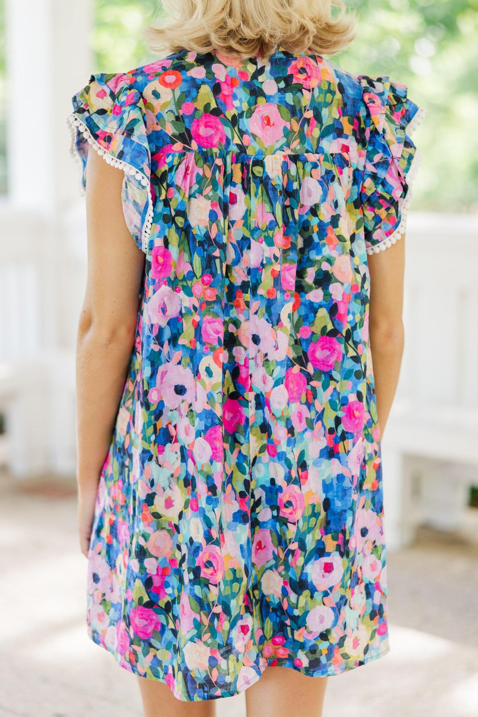Leave It All Behind Navy Blue Floral Dress Female Product Image