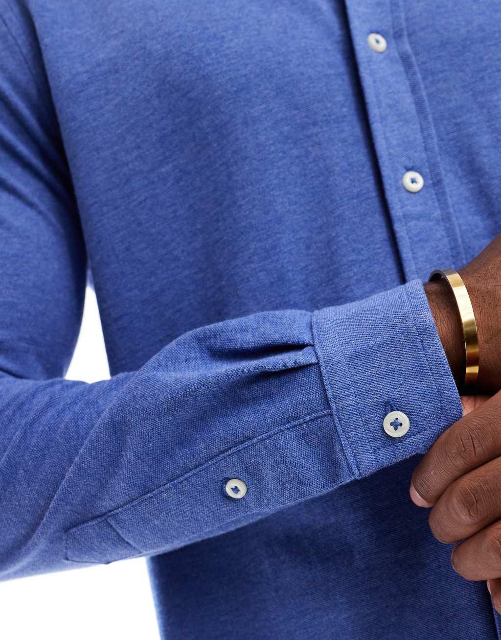 Polo Ralph Lauren icon logo pique shirt in blue heather Product Image