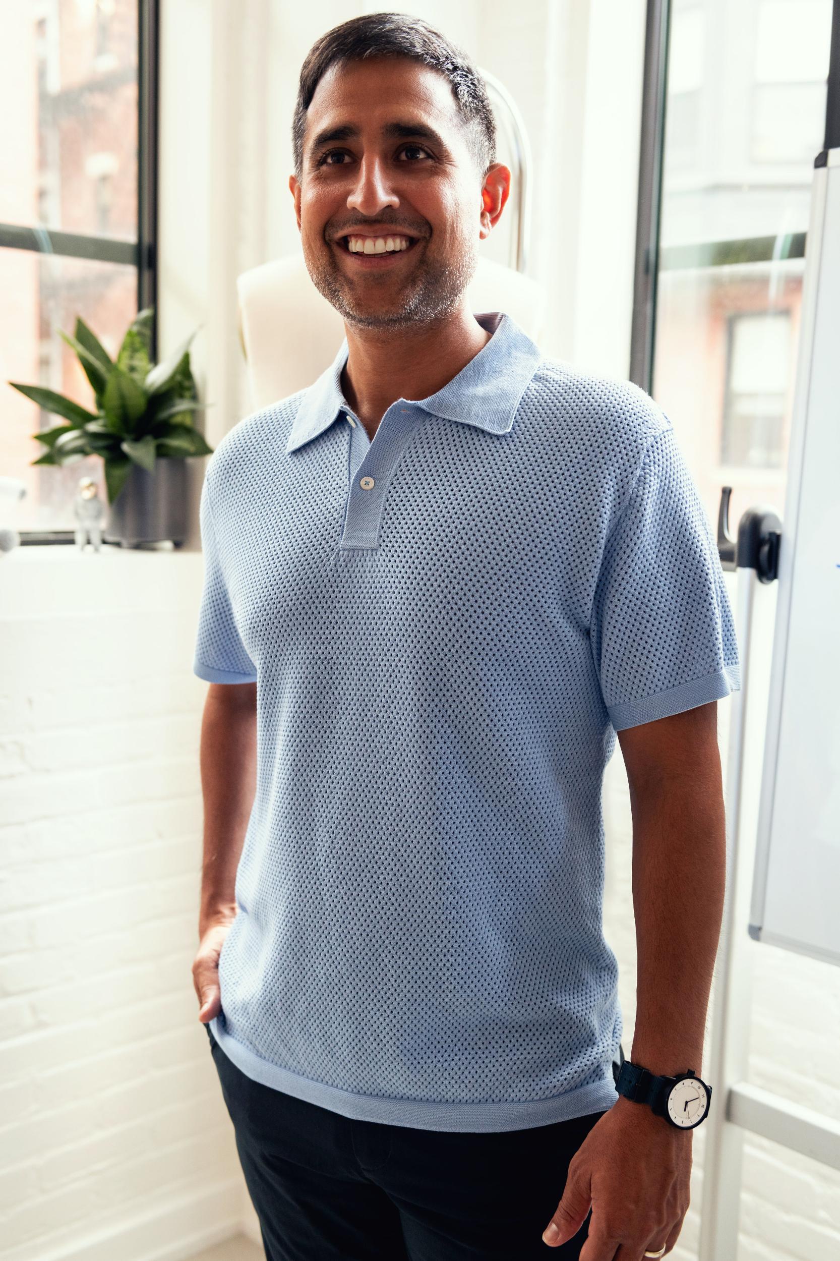 Men’s Labs 3D Print-Knit Air Polo - Light Blue Product Image