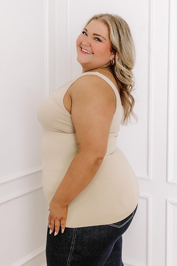 Easily Styled Seamless Tank in Beige Curves Product Image