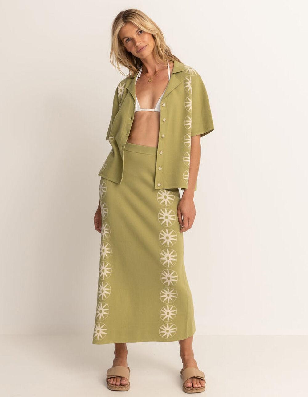 RHYTHM Horizon Knit Womens Midi Skirt - SAGE Product Image