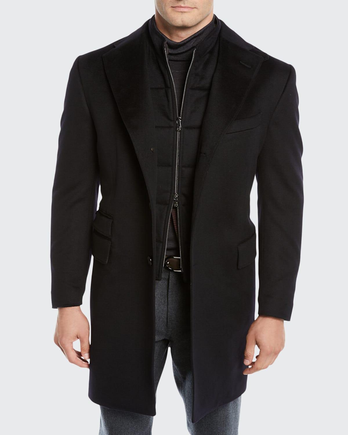Mens ID Wool Top Coat, Black Product Image