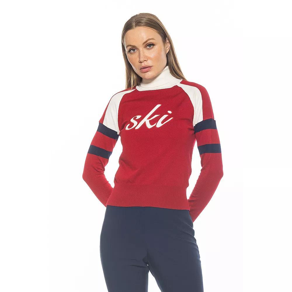 Women's ALEXIA ADMOR Jenni Long Sleeve Knit Turtleneck Sweater, Size: Medium, Black Ivory Product Image