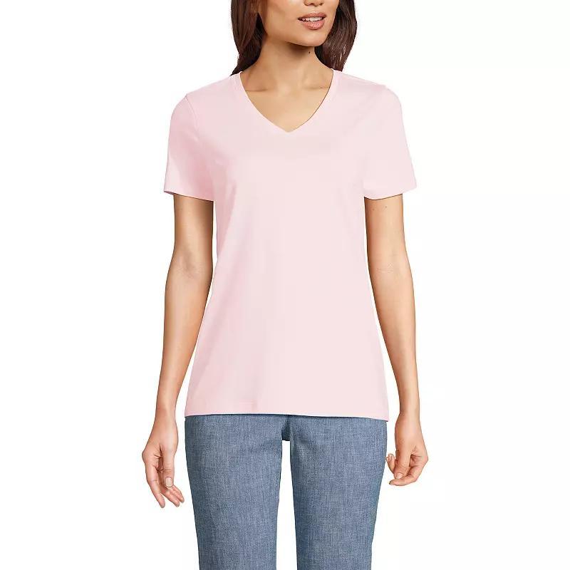 Women's Lands' End Relaxed-Fit Supima Cotton V-Neck Tee, Size: Small Tall, Blue Blossoms Product Image