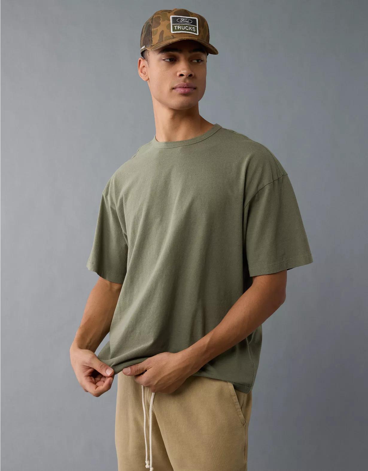 AE Boxy Linen-Blend T-Shirt Product Image